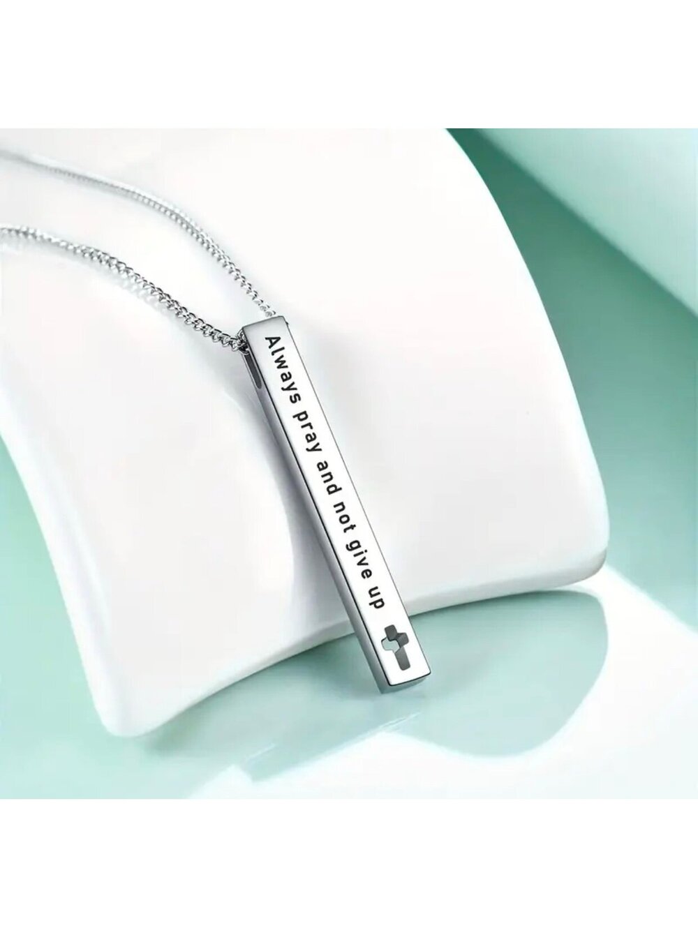 New - Elegant Stainless Steel - Bible Verse Bar Necklace